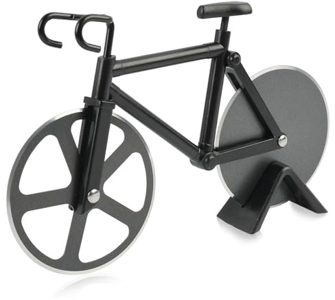 MaoNativey Fahrrad Pizzaschneider aus Edelstahl mit Antihaftbeschichtung - Küchenhelfer in Schwarz - Praktisches & Lustiges Küchenutensil als Neuheit