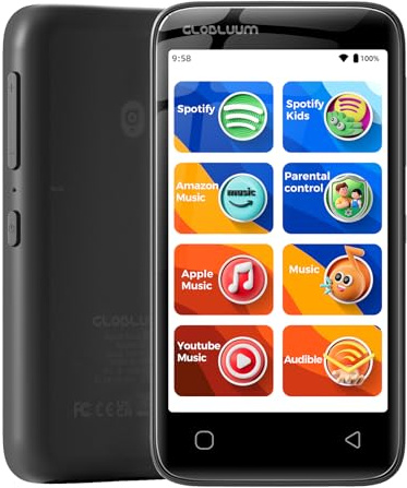 MP3 Player for Kids, Parental Controls, 16GB, Supports Spotify and Audible, Bluetooth and WiFi(Glossy Black)