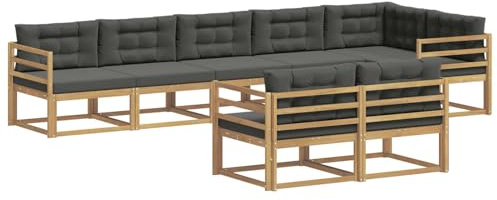vidaXL Outdoor-Sofagarnitur 6 pcs Weiß und Anthrazit Polyester, Akazienholz Sofa, modernes Outdoor Lounge Set, langlebige Gartenmöbel, vielseitige Sitzgelegenheit für Terrasse