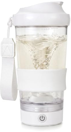 Electric Protein Shaker Bottle, 450ml/15oz Shaker Cup with USB Rechargeable, Removable Base Blender Bottle, Leak-Proof Blender Cup for Protein Shakes Meal Replacement Shakes for Gym, Travel (White)