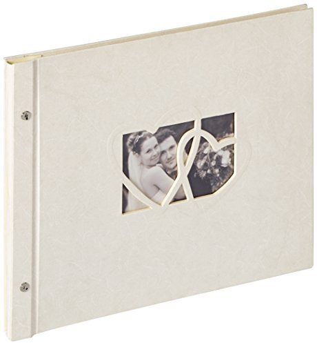 Walther SBL-215-C Buchschraubenalbum Sinfonia Wedding Heart Struktureinband, 38 x 31 cm, Creme