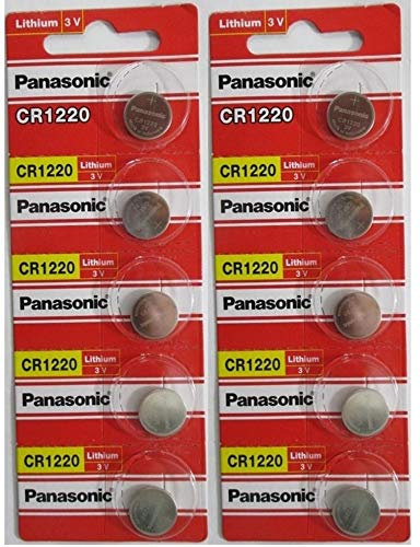 Panasonic CR1220 Lot de 10 Piles Bouton au Lithium 3 V