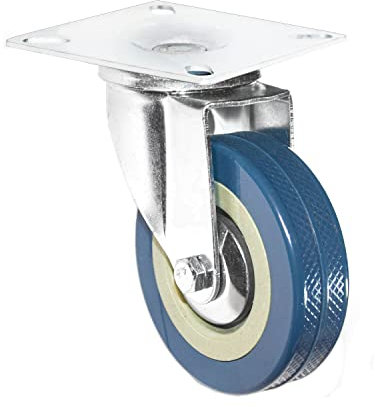 eyepower 1 Stück 360° Lenkrolle 75mm - Schwerlastrollen mit Anschraubplatte - Nylon Lenkrollen mit Platte - Möbelrollen Schwerlast Rollen für Möbel Schreibtisch Rollen Werkbank Schrank Rollen Regal