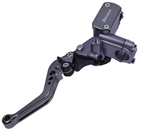 Universal Motorrad Bremsmeister Zylinder Hebel Hydraulisch Kupplung Pumpe 14 mm Kolben mit Einstellbare Bar (Grau, Linke Seite)