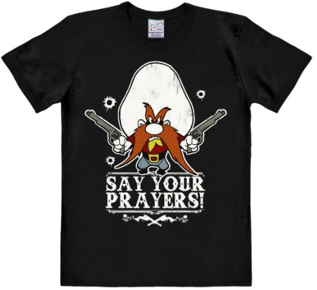 Logoshirt® Looney Tunes Say Your Prayers T-Shirt Damen & Herren | Offiziell lizenziertes Looney Tunes-Merch, Yosemite Sam-Motiv, 100% Baumwolle, Cartoon T-Shirt mit hochwertigem Frontprint