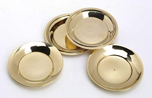 Kerzenteller 3er Set, Dekoteller Messing Gold (Innen Ø 5 cm, Außen 7 cm)