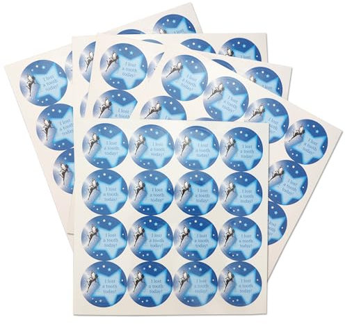 Kinderzahnfee-Aufkleber (80er-Set) Belohnung für Mädchen oder Jungen, die einen Zahn verloren haben (Blau)