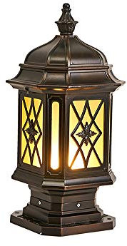 Retro Braun Außen Sockelleuchte Wasserdichte IP44 E27 Wegeleuchte Aluminium und Glas Lampenschirm Gartenlampe Tür Villa Rasen Hof Garten Balkon Säulenleuchte 23 * 19 * 49 CM