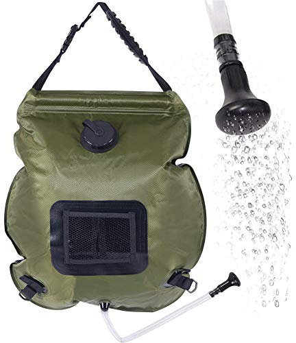 VIONNPPT Duschtasche 20L, Campingdusche Solardusche, Duschsack Solar Heizung Camping Tasche, Gartendusche Pooldusche Warmwasser Shower, Outdoor Camping Wandern Wassersack