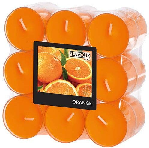 GALA Flavour by Duftlichte Ø 38 mm, 24 mm orange - Orange in Polycarbonathülle 96983 Teelichte Duftkerzen, 108 Stück