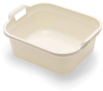 10L Plastic Large Washing Up Bowl Kitchen Basin Sink with Handles (Cream)
