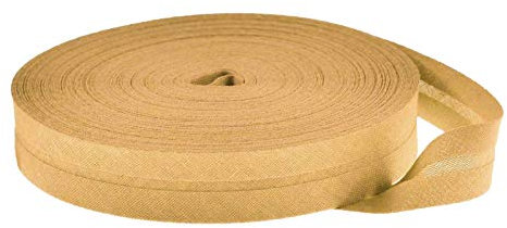 25m Baumwoll-Schrägband uni 20mm breit gefalzt Einfassband 50 Farben wählbar, Farbe:ocker