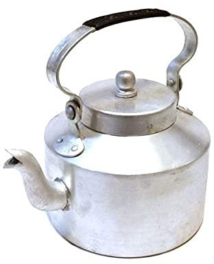 Indian ethinic road side traditional Chai ki Ketli 6 Cup Desi Tea Kettle | Aluminium | Silver 1000ml
