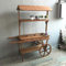 ChengBeautiful Blumenstand Rustikale Pflanze Stand 3-Tier-Holzwagen Flower Stand mit Tafel Dekoration Rand Kleine Kreative (Farbe : Wood, Size : 174X134X52cm)