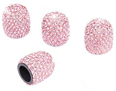 Herbests 4 Stück Kristall Diamant Glitzer Strass Reifen Ventilkappen Abdeckung,Universal Auto Ventilkappen Reifenventil Staubkappen Fahrradreifenventilkappen für Auto Motorrad MTB LKW,Rosa