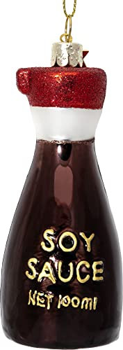 SIKORA Soja Sauce Flasche besondere Weihnachtskugel Glas Christbaumschmuck Deko Figur Weihnachten Anhänger Ornament - Trend Line - BS544