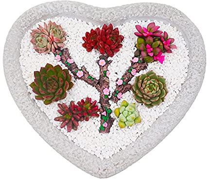 Blumentopf Herzförmige Blumentopf Naturstein Pflanzgefäße Garten Kreative Desktop Kleine Blumentopf Geeignet for kleine Pflanzen Home Decoration Hausanlagen, Sukkulenten, Blumen (Color : Wit)