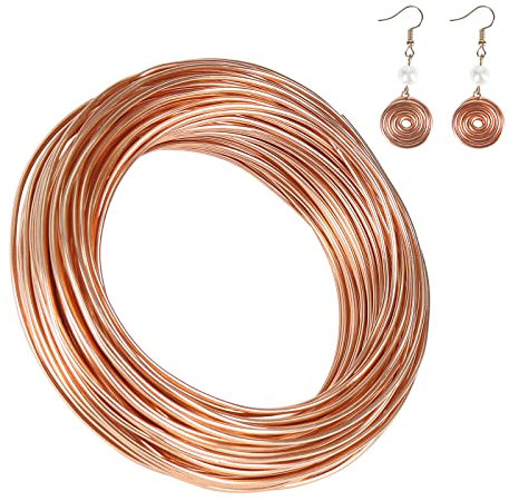 GINOYA Aluminum Craft Wire Roll 100Ft/31m, 12 Gauge 2mm Bendy Craft Wire for Jewellery Making Sculpting Modelling (Copper Coloured)