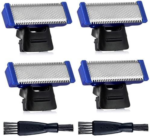 4 x Rasierer-Ersatzkopf, kompatibel mit Micro Touches Solo Trimmer, Ersatzklingen Solo Rasierklingen (4 Stück + 2 Bürsten)