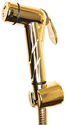 tecuro Bidet WC Handbrause Set SHATTAF, gold, 1-strahlig, 1,20 m Schlauch und Wandhalter - T1401G