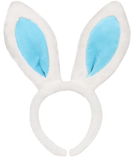 TRIXES Weißes und blaues Hasen-Stirnband, Hasen-Plüschohren, Kostümzubehör, Ostern, Halloween, Weihnachten, Cosplay, Party, Junggesellinnenabschied