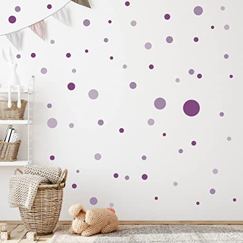 WANDKIND Kreise Set 120 Stück Wandtattoo für Babyzimmer V283 Aufkleber Sticker Kreis Wandaufkleber Kinderzimmer Punkte Dots Klebepunkte in verschiedenen Farben (Violette)