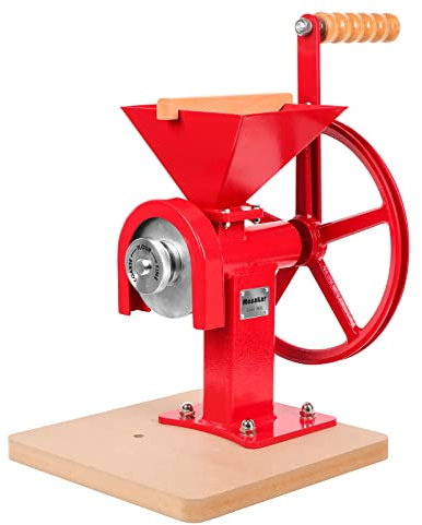 Mosakar Handkurbel Getreidemühle - Rot, Lebensmittelmühle für trockene und ölige Getreide, Küchenmehlmühle, Handweizen, Mais, Kaffee, Gewürzmühle, Erdnussbuttermaschine, Edelstahlmahlgrate