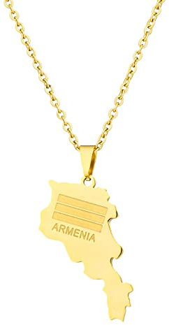 JEDTAKCT Halskette Mit Anhänger Mit Karte Und Flagge Von Armenien – Weltstadt, Ethnisches Paar, Halsketten Für Männer Und Frauen, Schlüsselbeinkette, Patriotischer Charm-Schmuck Für Pulloverkette, G