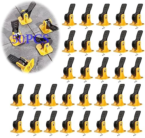 Juego de 50 piezas de sistema de nivelación de azulejos, cuñas, juego de nivelación de azulejos, accesorios con 50 agujas de acero de repuesto para nivelación de paredes y suelos