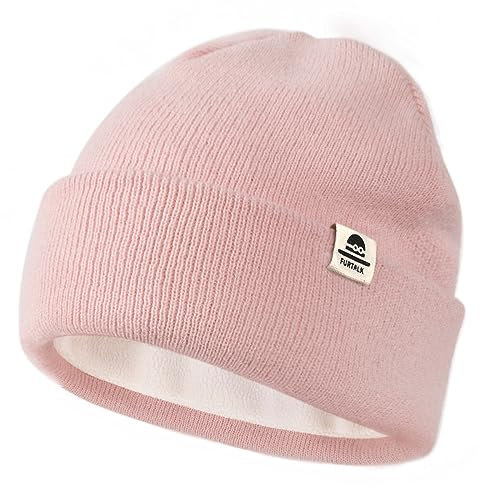 FURTALK Unisex Baby Kleinkind Kind Beanie Strickmütze mit weiches Fleecefutter Warme Wintermütze für Mädchen und Jungen
