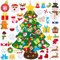 AOUVT Albero di Natale in Feltro per Bambini, Decorazione per Albero di Natale in Feltro Fai da te, Albero di Natale in Feltro con 40 Addobbi Rimovibili e 30 luci LED, Regali di Natale per Bambini