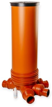 SP Drainage Control Shaft DN400 RML Anschluss DN110, DN125, DN160 mit 3 x Zulauf und 1 x Ablauf, Polypropylen, Orange, 2 Pakete