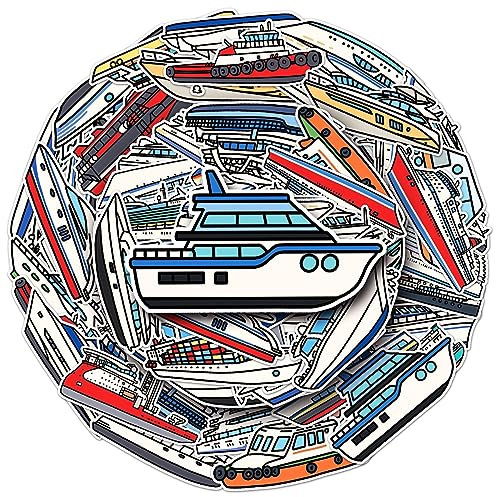 Cartoon-Schiff Aufkleber für Laptop (50 PCS),Geschenk für Kinder Jugendliche Erwachsene Jungen,Schiff Stickers Wasserdicht Vinyl Aufkleber für Scrapbook,Skateboard,Auto,Gepäck