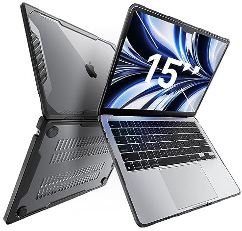 SUPCASE Custodia per MacBook Air 15 pollici 2024/2023 (Unicorn Beetle), A3114 M3 / A2941 M2 Heavy Duty antiurto antigraffio robusta custodia protettiva rigida per MacBook Air 15 con Touch ID, nero