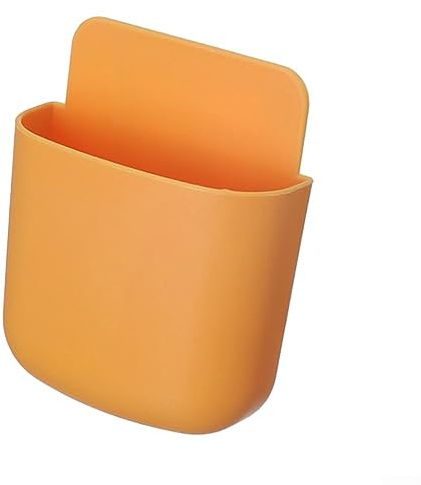 Wall Mounted TV Remote Holder, Self Adhesive Wall Phone Holder, Storage Box Organizer Household Supplies(Orange)