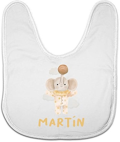 LolaPix Baby-Lätzchen für Neugeborene. Personalisierte Lätzchen mit Namen. Originelle Lätzchen. Babylätzchen mit Klettverschluss. Personalisierte Geschenke. Originelles Geschenk. Stern Elefant