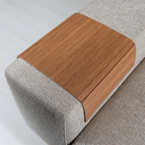 ABACHI WOOD–Bandeja de Madera Natural para sofá, Resistentes al Calor–Soporte de Bebidas y Aperitivos para reposabrazos–Posavasos, Decoración del Hogar y Regalos, (42 x 32 cm) (marrón)