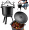 KADAX Marmite de chasse en fonte avec pieds, cocotte en fonte 10 l, cocotte hollandaise pour jardin, feu de camp, camping, barbecue, marmite avec couvercle