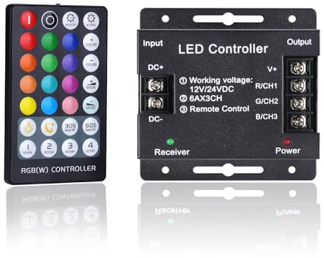 GOMING DC 12V-24V 18A Controllore RGB LED Striscia Luci Dimmer Controller RF Telecomando 28 tasti Controllo Wireless Adatto per RGB LED Striscia Luci