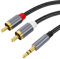 BORLTER CLAMP 3,5mm auf RAC Lotus Kabel zweigeteilt, AUX auf RAC Audio Adapterkabel, geeignet für Auto Handy, Audio Klinke Adapter