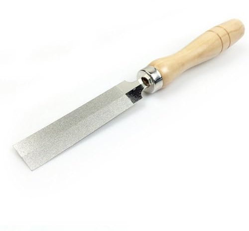 Lima de rombos de diamante, lima de borde recubierto de diamante, herramientas de carpintería para moldear a mano con mango de madera para metal, piedra, madera (4 pulgadas)