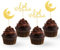iwiio 24Pcs Eid Mubarak Cake Topper, Eid Decorations Gold Glitter Star Moon Eid Cupcake Toppers, Ramadan Muslim Hajj Eid Decor for Eid Mubarak Party Cake Decorations