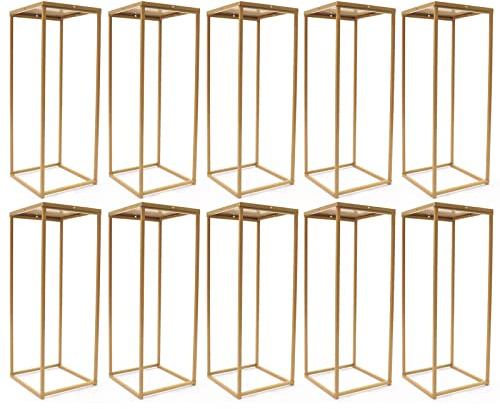 CCAUUB 10-Pcs Gold Blume Boden Stand, geometrische Metall Blume Ständer, Metall Vase Spalte Blumenständer, Blumenarrangement Display Rack für Hochzeitsfeier Dinner Mittelstück (30 * 30 * 80cm)
