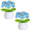 JUSTOYOU künstliche Blume Häkelblumen Topfpflanze, Mini gestrickter Blumentopf, kleine handgefertigte Häkelblume für Home Office Tischdekoration, Geschenk für ihren Valentinstag (2, Blaue Blume)