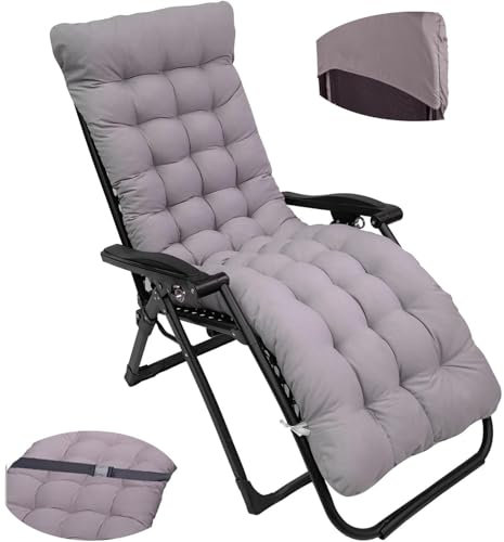 CRRONG Liegenauflage, Auflage Gartenliege, Hochlehner Auflage, Schwungliege,8cm Extra Dicke Gartenstuhl Sitzauflagen mit Krawatte, Auflagen für Deckchair, Urlaub, Innen, Außen, Sonnenliege,3