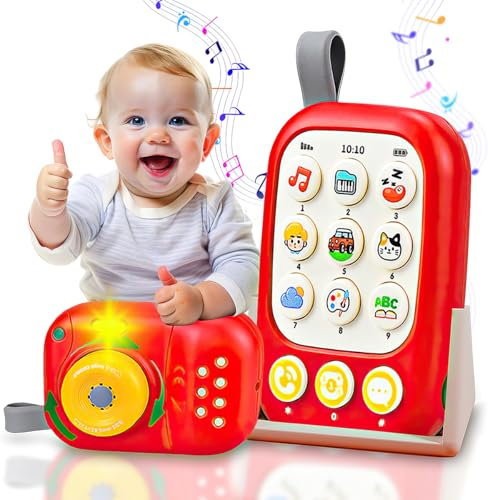 kidoloop Baby Toy Camera - Soft and Safe Toy Phone for 1-Year-Olds - Animal Sounds and Music - Toddler and Kids Mobile Phone Toy for Boys and Girls Aged 1-2 Years