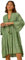 Roman Originals Smock Dress for Women UK Ladies Cotton Summer Embroidered Frilled Tiered Casual Beach Cruise Holiday Cocktail Party 3/4 Sleeve Pull On Gathered Skirt - Green Shimmer - Size 12