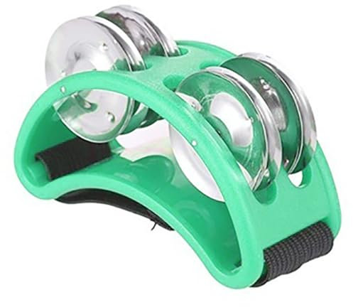Agitatore a Percussione per Piedi Tamburello per Piedi Regolabile Portatile Leggero Dal Suono Nitido (GREEN)