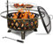 UDPATIO 78CM Feuerschale mit Grillrost,Funkenschutz & Schürhaken (45CM), feuerstahl Feuerkorb, BBQ Feuerstelle, Feuerschalen für Garten, Schwarz, 78x78x58CM