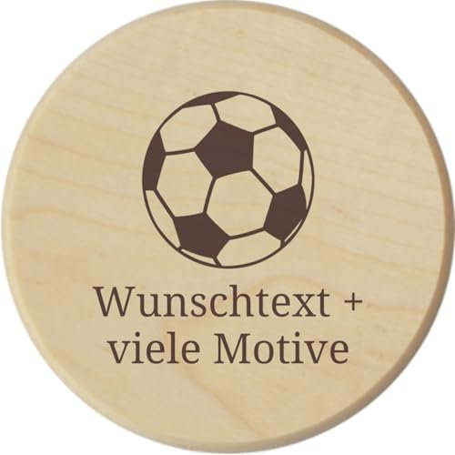 Personalisierter Fußball Bierdeckel aus Holz - mit individueller Gravur als Geschenkidee, praktisch und langlebig - für Gläser, Tassen, Bierkrug …